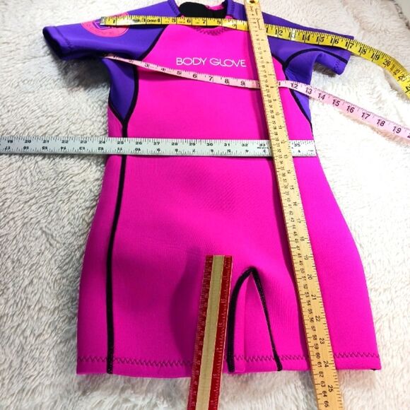 NWOT Body Glove Child Size L Short Arm Springsuit Wetsuit Pink Violet Zip Surf - Picture 8 of 9